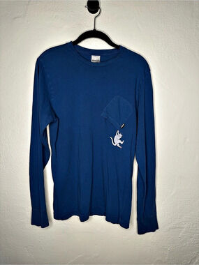 RIPNDIP Lord Nermal Long Sleeve Pocket Tee Blue Size Small